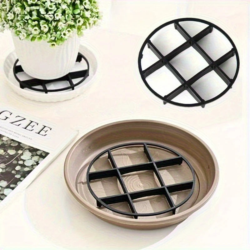 supports pot fleurs soucoupes grillages circulaires drainage plantes étagères intérieures extérieures pots noirs blancs