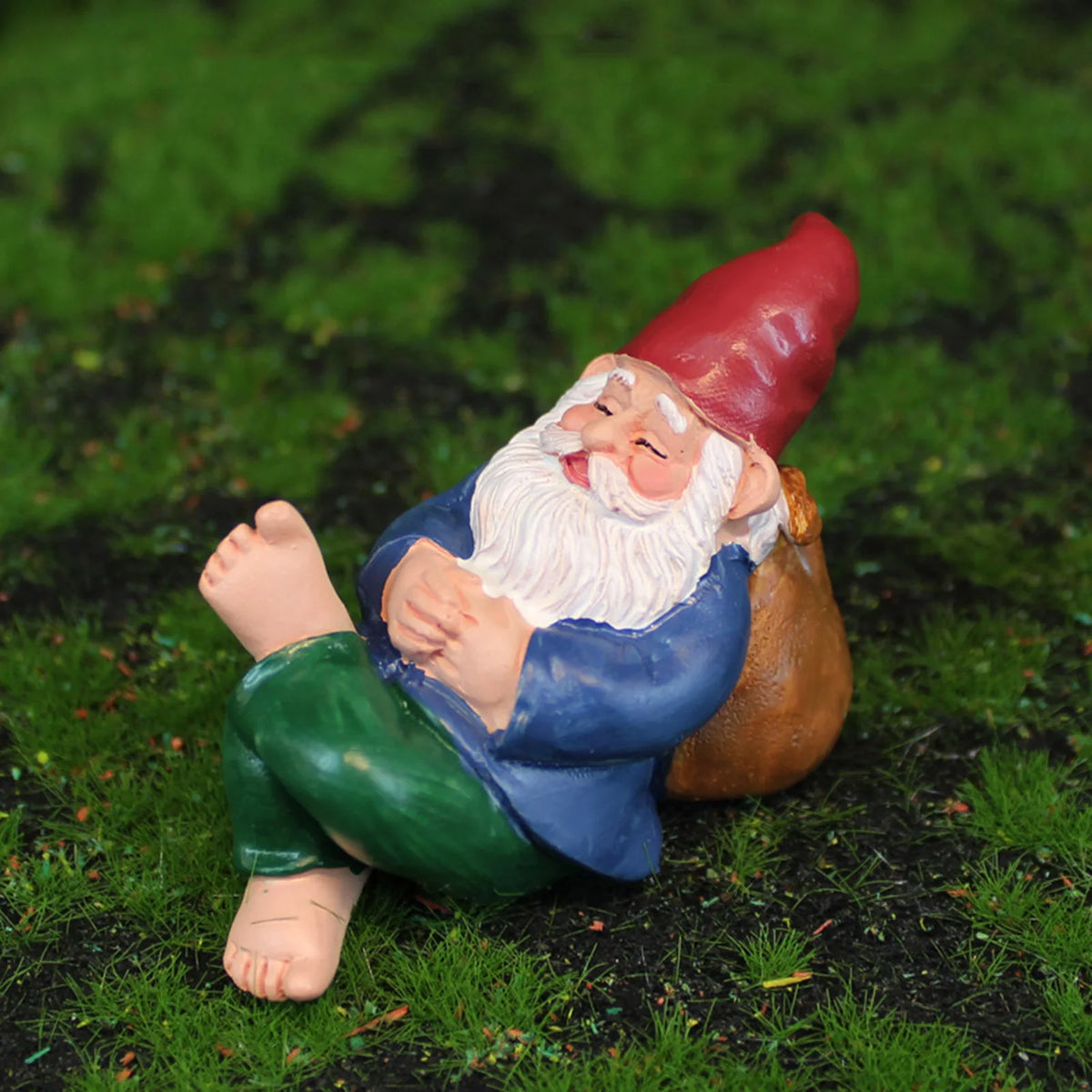 statuette lutin rouge bleu vert traditionnelle comique sac chaussettes chaussures jardin patioextérieur