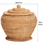 panier rotin tissé main couvercle rangement thé fruit gâteau snack naturel traditionnel artisanal