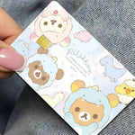sticker adhésif carte bancaire dessin animé ours mignon rose bleu clair blanc