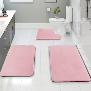 tapis bain gris uni doux moderne adhésif ensemble trois pièces chambre salle bain