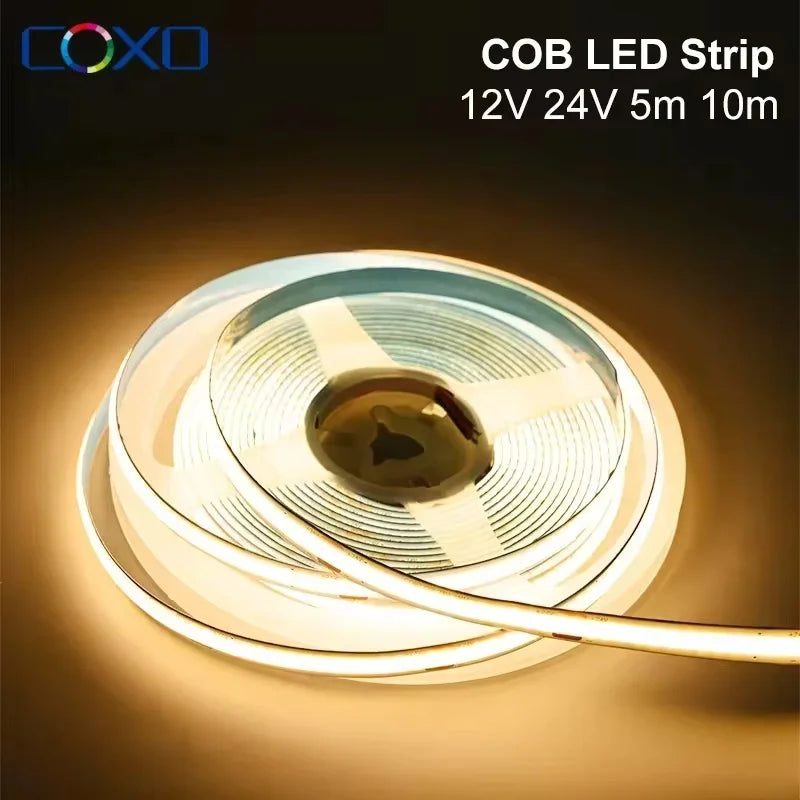 ruban led cob blanc 320 leds 5m 10m 3000k 4000k 6500k moderne