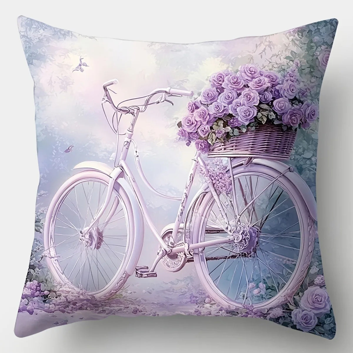taies d'oreiller imprimées fleurs roses papillons vintage romantique polyester peacheskin 40x40cm 45x45cm 50x50cm 60x60cm