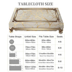 nappe table marbre doré classique imperméable extérieur mariage pâques beige marron veines scallops