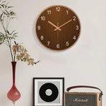 horloge murale bois grainé aiguille quartz minimaliste salon chambre moderne