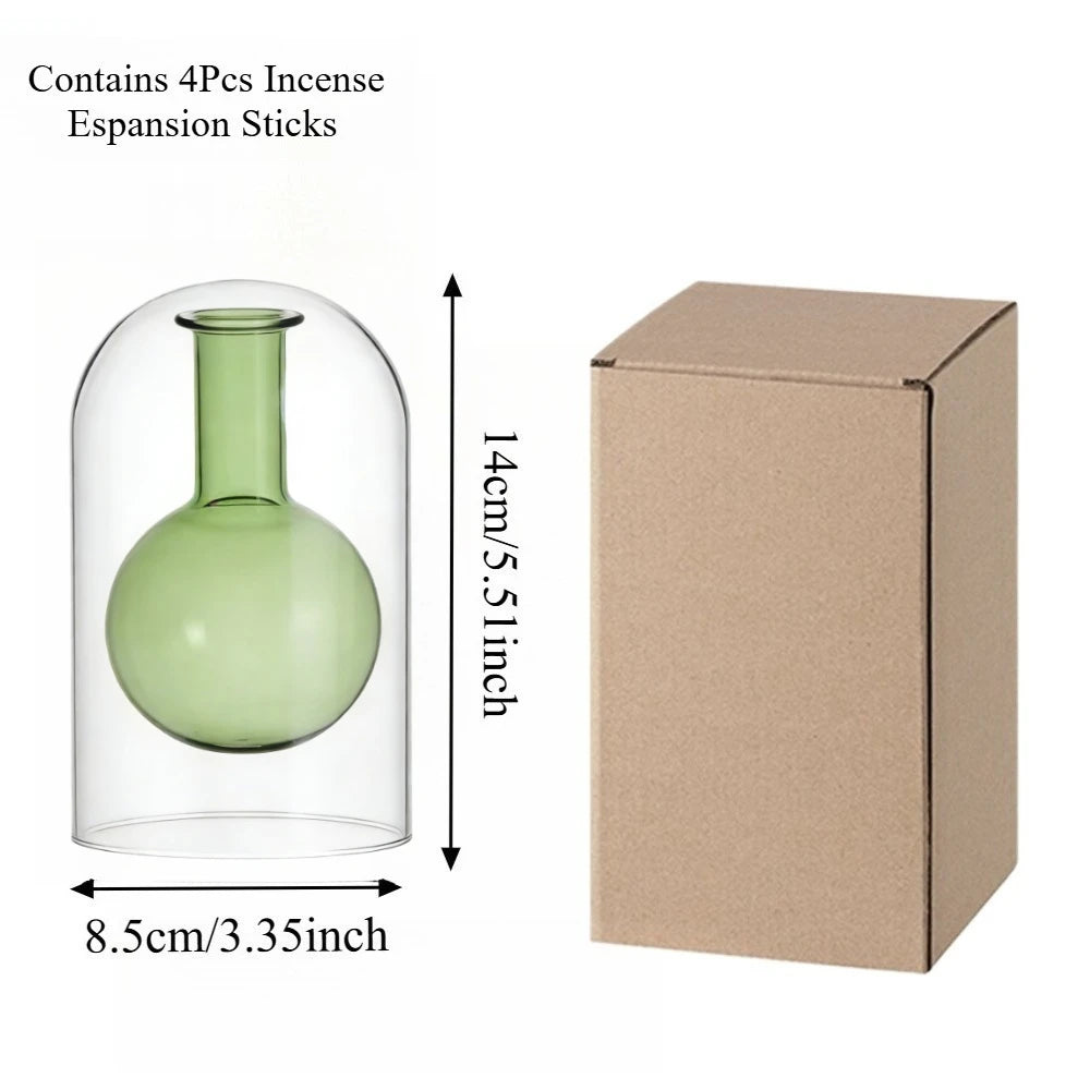 diffuseur huiles essentielles verre transparent moderne bâtonnets parfum inclusion liquide