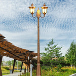 lampe rue marron texture métallique finition antique classique 230cm led abat jour verre ancien
