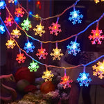 guirlande lumineuse flocons neige bleu blanc multicolore hivernale festive decorative chambre salon festivités