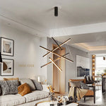 suspension lumineuse moderne têtes noir lignes géométriques scandinave flux lumineux élevé télécommande