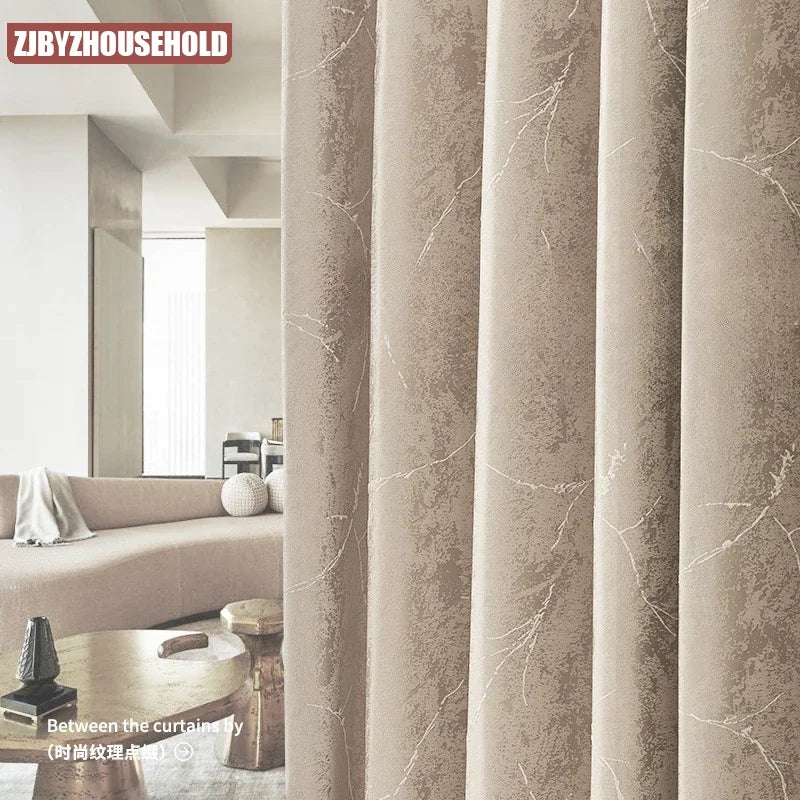 rideau opaque beige clair moderne texture marbrée lignes blanches salon chambre fenêtre maison