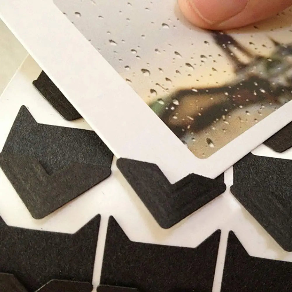 clips adhésifs photos noir modernes triangles blancs protection albums photos journaux souvenirs