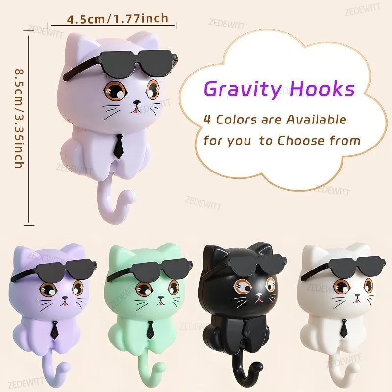 porte clés chat mignon lunettes cravate adhésif blanc noir vert pâle moderne imperméable résistant