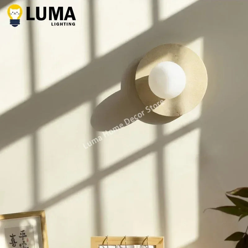 applique murale moderne beige clair texture naturelle minimaliste fixée ampoule led cuisine salle manger