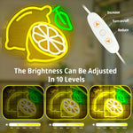 lampe néon citron jaune feuille moderne minimaliste crochet métallique commutateur variable câble usb