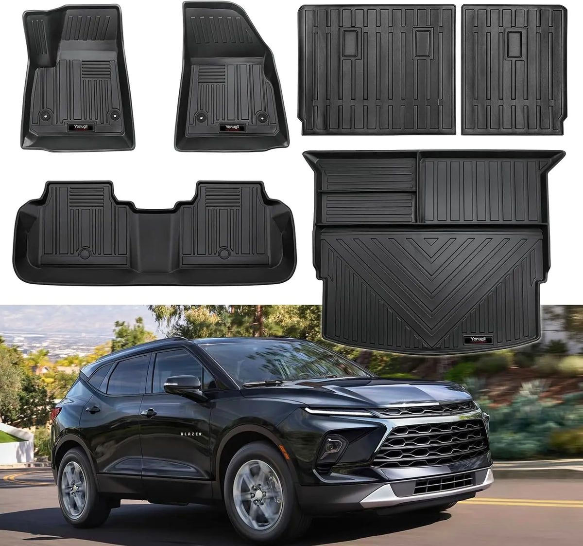 tapis sol caoutchouc noir rayures horizontales moderne résistant poignées rangement voiture 2023 2024 2025