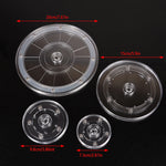 support disque transparent moderne rotatif 360 degrés sections rondes différentes tailles