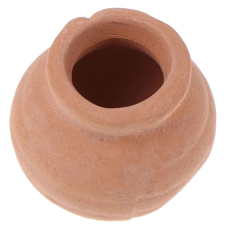pots fleurs céramique orange rouille texturé antique rustique décoration maison poupée miniature