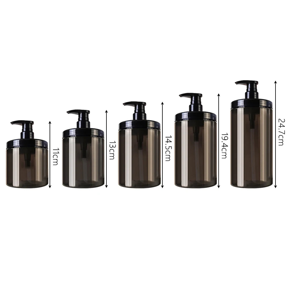 flacon pompe blanc noir transparent classique rechargeable douche bouteille large ouverture