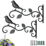 support mural suspendu plantes paniers artisanal vintage vis fixations noires motifs végétaux oiseaux fées