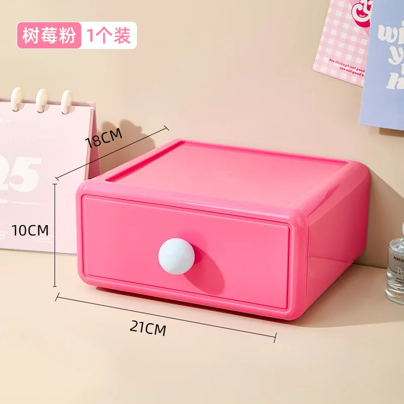 boîte rangement jaune vert rose moderne minimaliste matériau plastique opaquet tiroirs coulissants capacite 2l