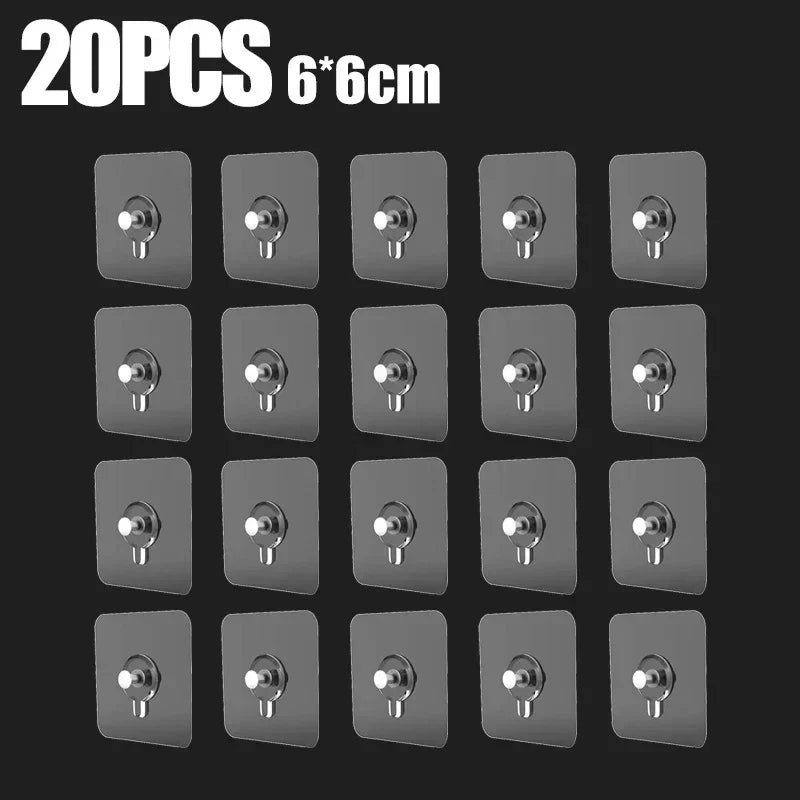 porte objets adhésifs transparents modernes poignées métalliques 60mm 60mm pack