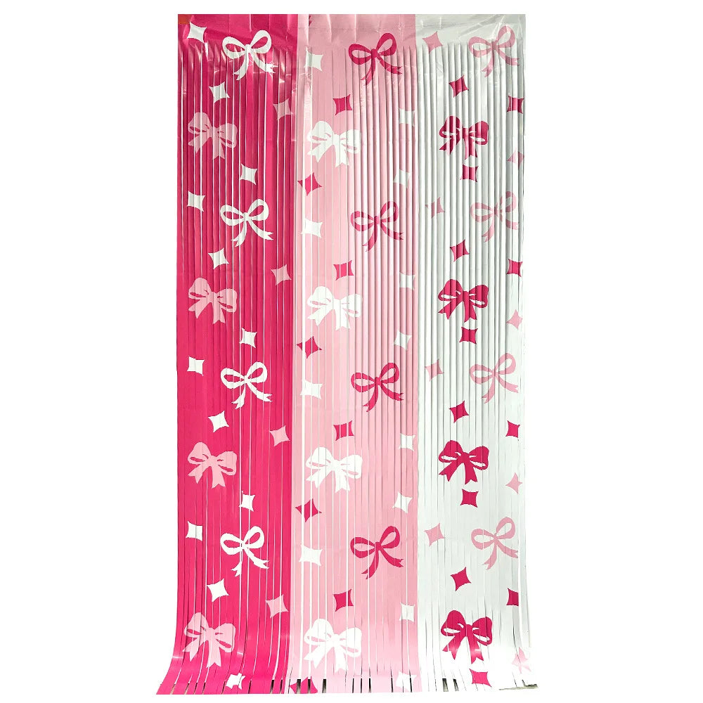 rideau frisé rose blanc arcs festif mariage anniversaire révélation sexe translucent clips