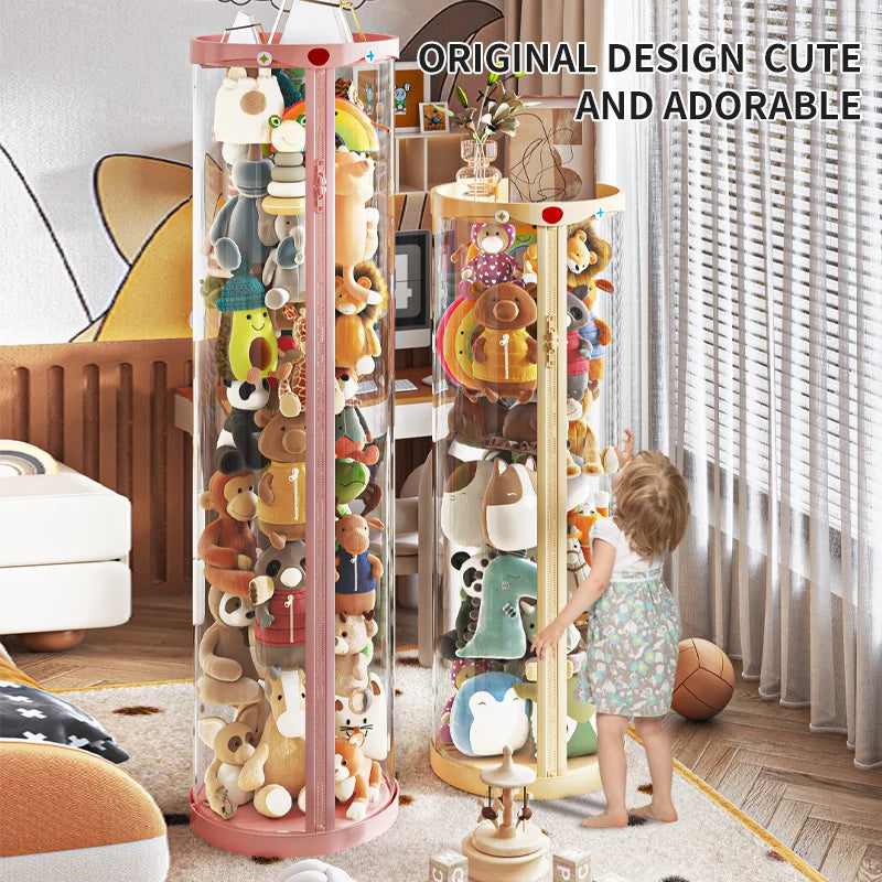boîte rangement poupées transparente rose clair moderne enfant jouet organizer storage tube DIY