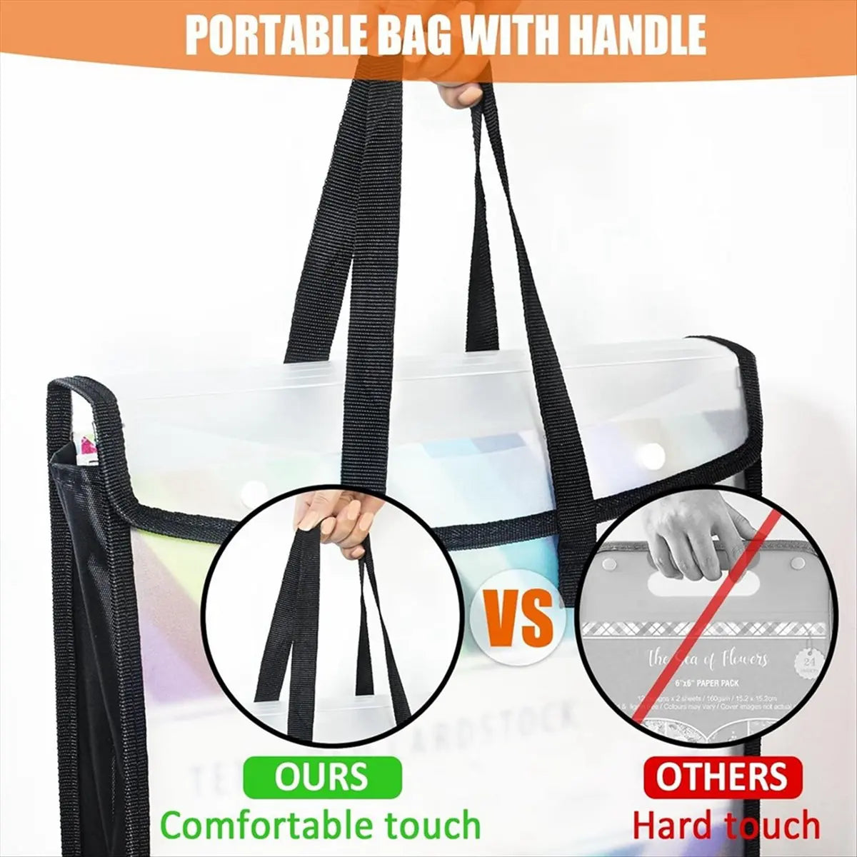 organisateur rangement transparent noir poignées portable réutilisable sac documents modernes