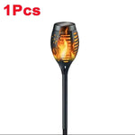 lampe solaire effet flamme moderne noire ip65 led spike jardinextérieur halloweenDecoration