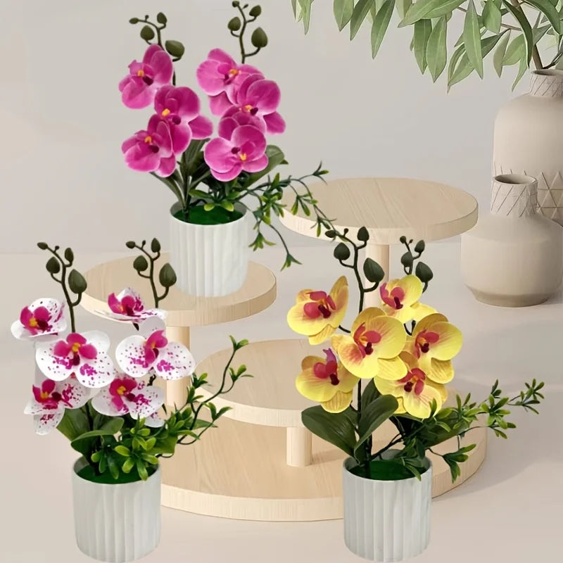 orchidées artificielles violettes jaunes pot moderne feuilles vertes intérieur décoration fleurs artificielles