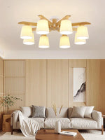 plafonnier led bois abat jour plissé moderne minimaliste chambre salon sourceMapping: