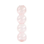 vase moderne transparent sphères empilées jaune clair rose bleu vert brun