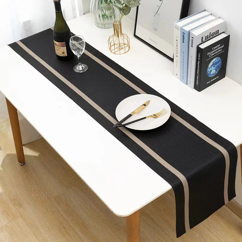 table chez soi moderne polyester noir gris beige anti tache résistante facile entretenir large