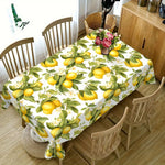 nappe décorative rectangulaire motif citrons feuilles verte blanche été table moderne maison serviettes assiettes