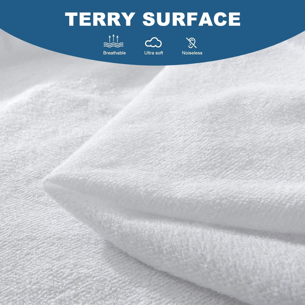 housses matelas polyester blanc texture terry moderne adhésive double king queen single