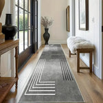 tapis géométrique moderne gris blanc antidérapant polyester maison chambre salle bain