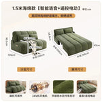 canapé lit velours vert olive moderne coussins couverture salon petit espace