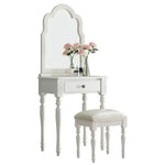 maquillage classique miroir intégré tabouret cuir bois chêne marronclair multifonctionnel chambre