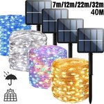 guirlande lumineuse solaire 7m 12m 22m 32m 40m multicolore blanc doré moderne