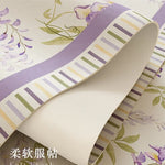 tapis table violet vert beige fleurs feuilles bordure rayée classique floral resistant pvc 30x50cm