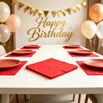 serviettes papier jetables rouges anniversaire décoration table vaissible occasion fête mariage baptême événement