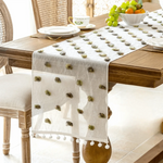 table cuisine nappe rose blanche rouge pompons décorative rustique imperméable machine festive noël pâques