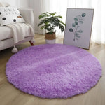 tapis rond marron vert clair bleu clair beige violet pelucheux antidérapant moderne maison