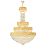 lustre doré cristal transparent classique suspension chaîne ajustable grande taille salon chambre moderne led