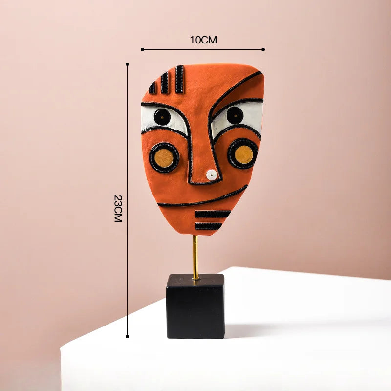 décorations abstraites modernes sculptures résine couleurs vives artistique masques africains
