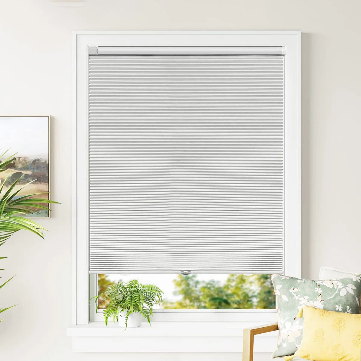 rideaux cellules occultants sans fil blanc noir horizontaux modernes isolation uv largeur 40cm 168cm