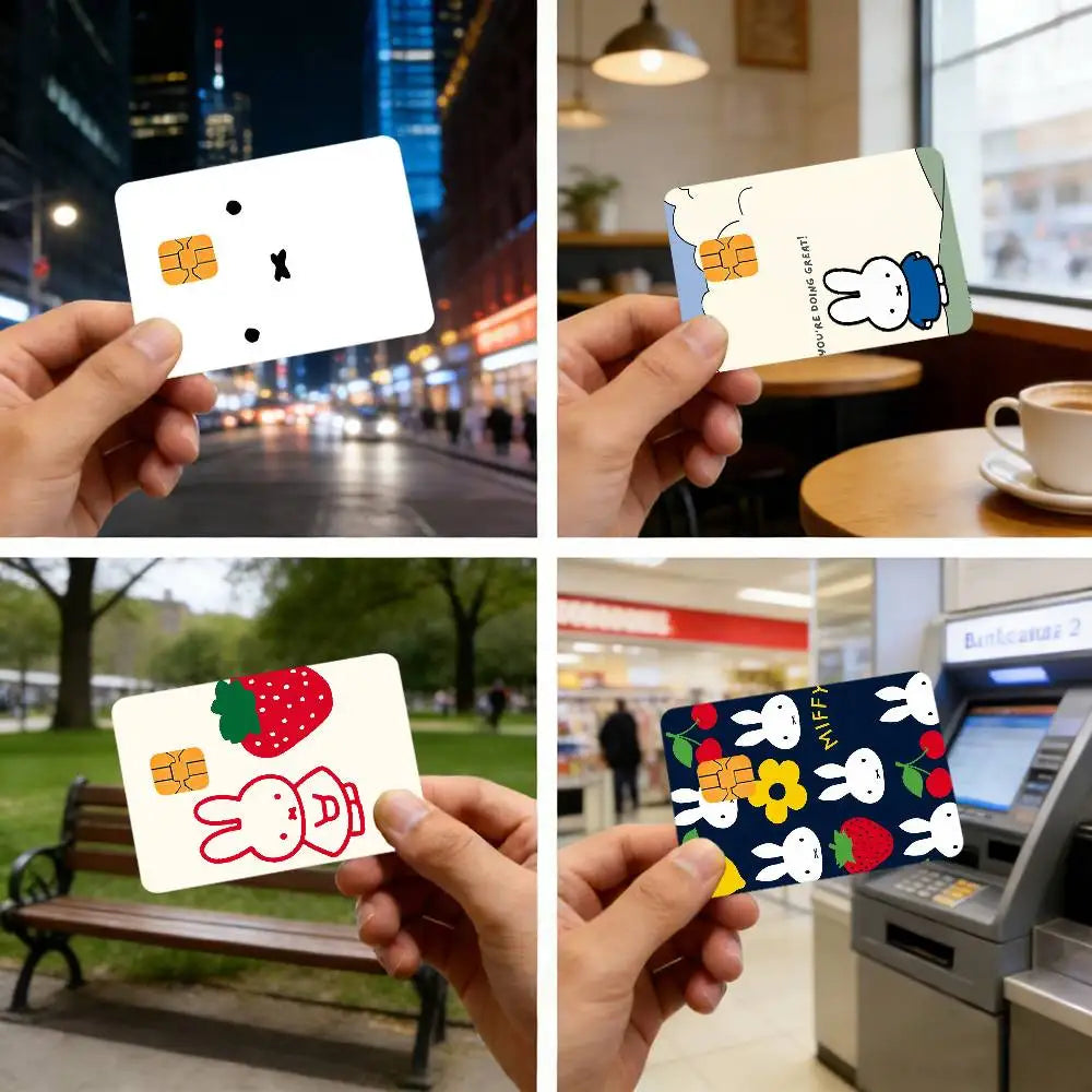 autocollants protection carte bancaire dessins animés miffy waterproof résistance griffures pièces adhésif cartoon enfants