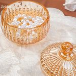 boîte bonbons cristal transparente rétro élégante blanches vintage orange bleu vert jaune gravé