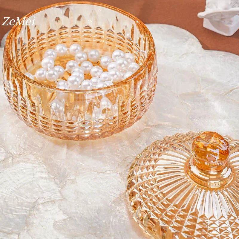 boîte bonbons cristal transparente rétro élégante blanches vintage orange bleu vert jaune gravé