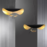 Suspension lumineuse moderne noir doré texture métallique câble suspendu 40cm 60cm 80cm lumière froide
